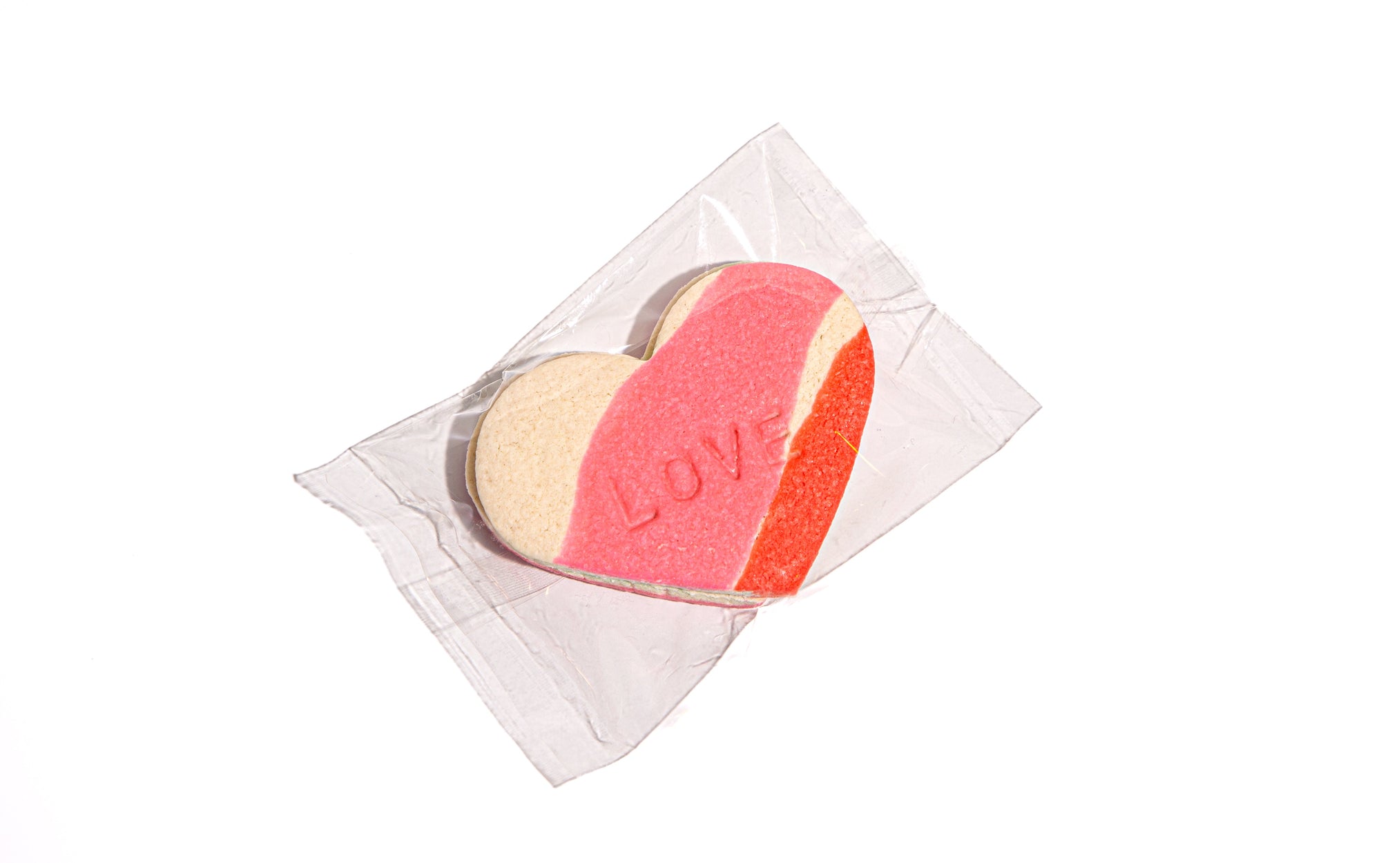 Heart Shortbread 2 pack.  Compostable PLA bag.  Valentine's Day, Cupcake Topper, Party Favor.  Red, Pink and White